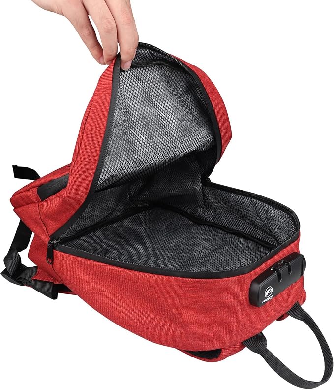 FIREDOG Mini Smell Proof Backpack with Lock, Smell Proof Bag for Men Women Travel (Red) - Image 6