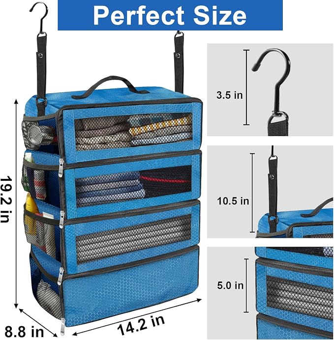 Olosar Suitcase Organizer, Travel Luggage Organizer Portable Hanging Travel Shelves Collapsible Hanging Packing Cubes for Carry on Suitcase - Image 4