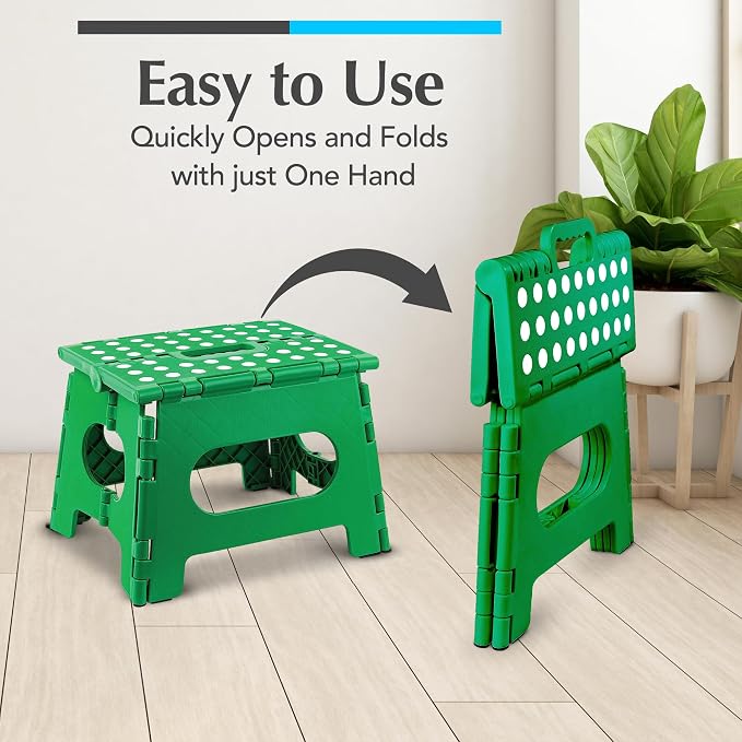 Handy Laundry Folding Step Stool 9 Inch 2-Pack, Green, Holds 300 lbs | 2-Pack, 9 Inch, Green, Foldable Collapsible Step Stool, Non-Slip, Holds 300 lbs, Kitchen Bathroom Bedroom, Adults - Image 3