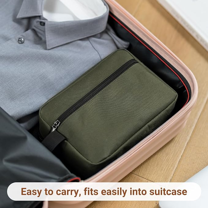 Elviros Travel Toiletry Bag for Women and Men,Lightweight Makeup Bag Hanging Dopp Kit with Shaving Compartment Cosmetic Organizer Small Tool Bag Travel Essentials,Gifts for Men(Army Green) - Image 7