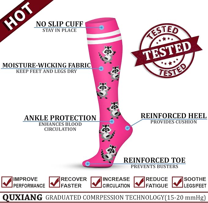 QUXIANG Copper Compression Socks for Women & Men Circulation (8 Pairs) - Best for Running Athletic Cycling - 15-20 mmHg - Image 4