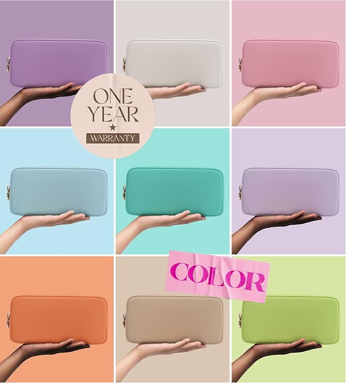 Embla Makeup Bag Travel Cosmetics Pouch and Toiletry Bag, Nylon Zipper Pouch Purse, Cute Make Up Organizer Storage Tote for Women Girls, Waterproof Travel Skincare Case, Small Makeup Bags, Fuchsia - Image 6
