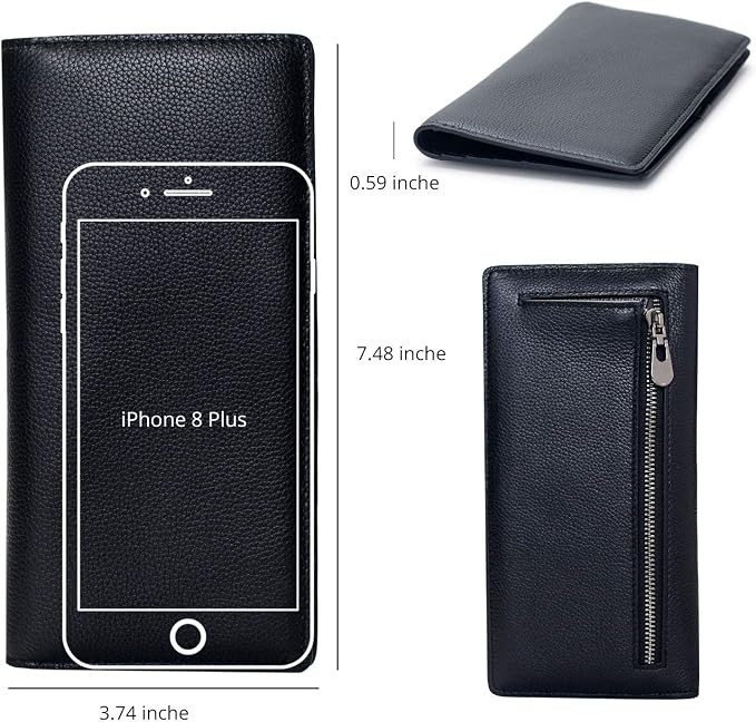 Bveyzi Ultra Slim Thin Leather RFID Blocking Credit Card Holder Bifold Clutch Wallets for Women - Image 5