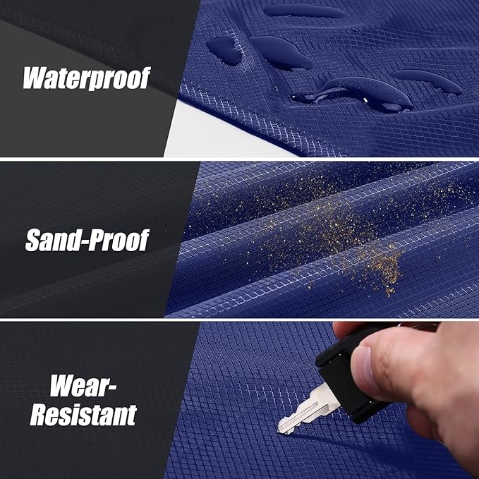 Odoland Sandproof Beach Blanket, Waterproof Portable Mat with Carry Pouch | 63"x43" Quick Drying & Foldable Lightweight Sand Free Beach Mat Tarp for Hiking, Camping, Travel, Blue - Image 4