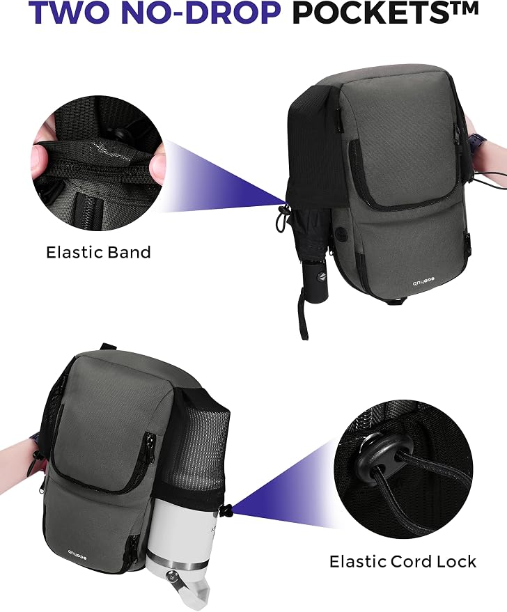 ECOHUB Crossbody Bags for Women Men, Anti-Theft RFID Blocking Sling Backpack Water Resistant Chest Shoulder Daypack, Grey - Image 7