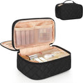 Relavel Small Travel Makeup Bag for Women, 2 Layer Makeup Organizer | Travel Cosmetic Bag with Separate Brush Compartment, Portable Make Up Storage with Handle for Short Trip, Gym by Relavel