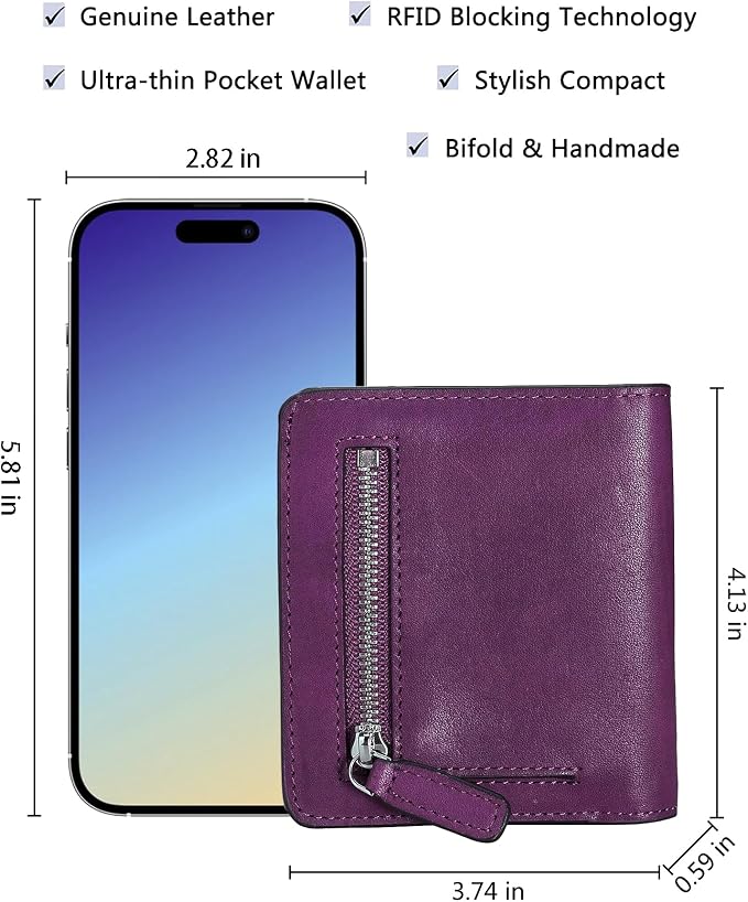 Small Leather Wallet for Women, Ladies Credit Card Holder RFID Blocking Women's Mini Bifold Pocket Purse - Image 5