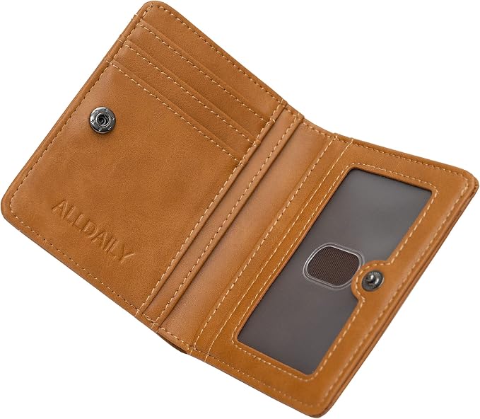 Alldaily Small RFID Wallet for Women Slim Compact Bifold Pocket Ladies Travel Mini Purse (Brown) by Alldaily