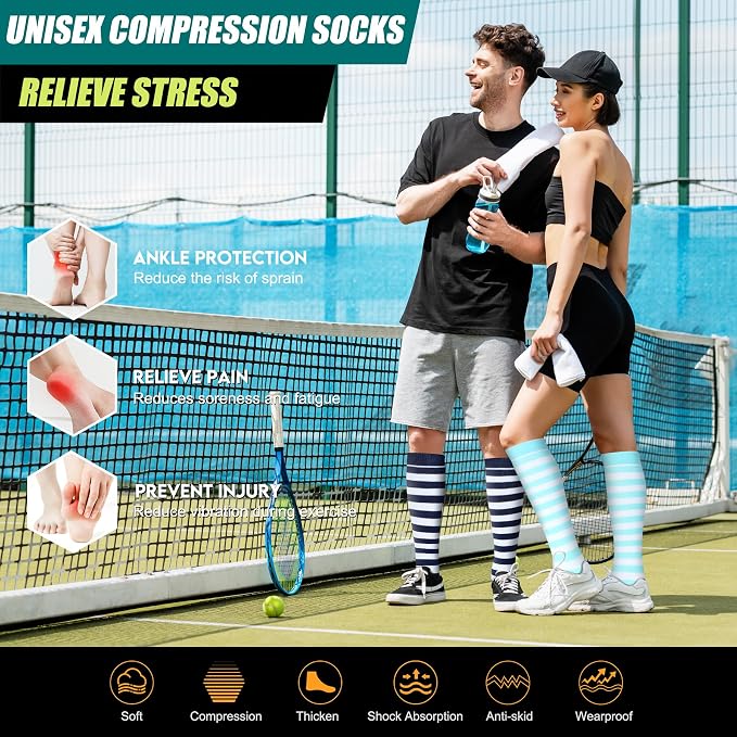 Genovega 3 Packs Wide Calf Compression Socks for Women Men Knee Hight S/M-4XL for Gifts - Image 3