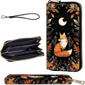 Wallet,Leather Long Wallet Suitable For Ladies And Teenagers - Detachable Wristband + RFID Travel Wallet With Card Slot - Cute Fox Moon with Plants by Unknown