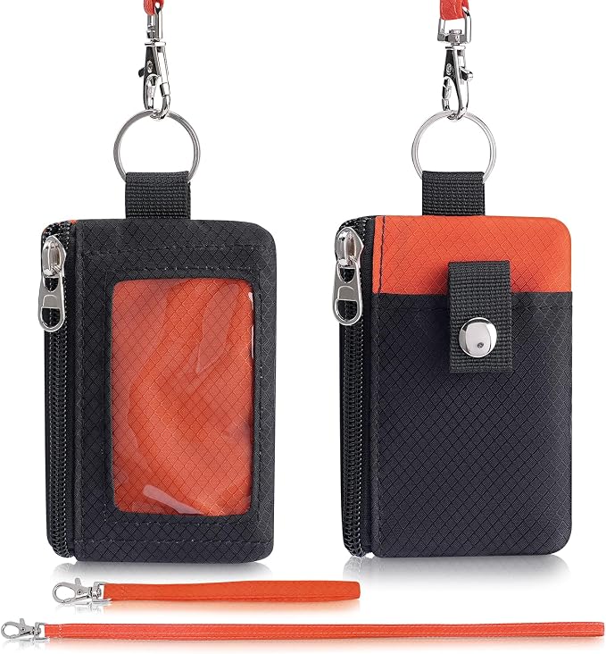 Artpaxy Minimalist Wallet For Mens Womens, Keychain RFID Blocking Zipper Small Wallet with ID Window 2 Lanyards,Water Resistant Travel Cash Card Coin Case Boys Girls - Image 8