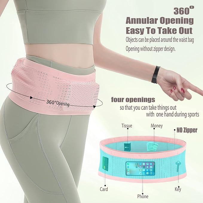 Slim Running Belt for Men Women, Running Fanny Pack, Phone Holder for Running, Waist Bag, Moisture Wicking Storage Belt Bag for Walking, Travel, Sports, Hiking, Workout - Image 6