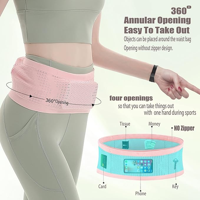 Slim Running Belt for Men Women, Running Fanny Pack, Phone Holder for Running, Waist Bag, Moisture Wicking Storage Belt Bag for Walking, Travel, Sports, Hiking, Workout - Image 6