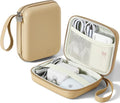 Portable Charger Case, Tech Pouch Travel Organizer, L, Light Khaki | Hard Shell Electronic Storage for MacBook Power Adapter, Magic Mouse, Charging Cords, Power Bank Laptop Accessories by Linpr
