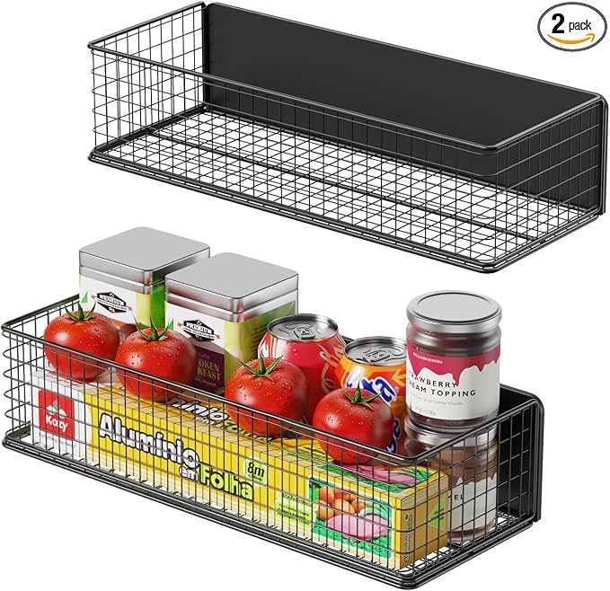 2Pack Magnetic Basket Organizer Holder for Fridge | Magnetic Storage Bin Box Containers, For Refrigerator Whiteboard Classroom by SKNOOYLIGHT