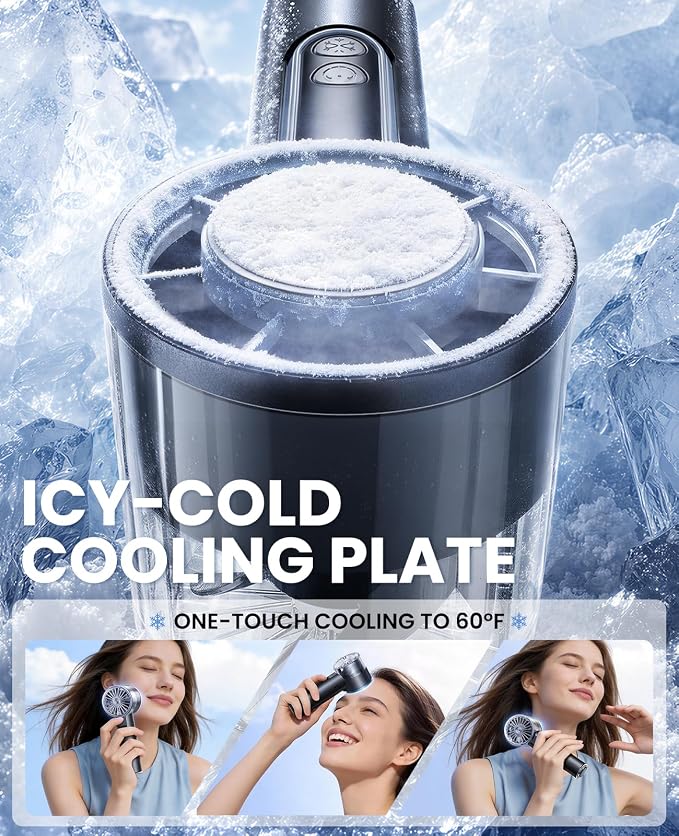 Handheld Fan with Ice Cooler, 13H Runtime, 16000RPM Turbo Motor, 100-Speed, 4000mAh Rechargeable Personal Fan, Portable Mini Hand Fan for Travel Outdoor Makeup Black - Image 2