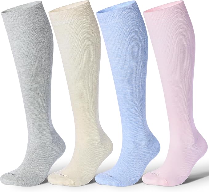 LEVSOX Cotton Compression Socks for Women Men 20-30 mmHg Knee High Cute Support Sock for Nurses Flying Pregnancy by Levsox