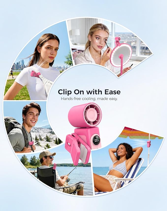 Hotsales Clip-On Portable Fan for Strollers, Handheld Turbo Fan for Travel | Small But Mighty Mini Fan, Detachable 360° Rotating Clip, LED Display, Rechargeable, Summer Outings, Gifts For Women And Men - Image 5
