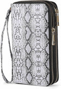 Double Zipper Wallet for Women That Hold Big Cell Phone with 17 Card Slots and Coin Pocket, RFID Blocking Anti Theft, Snakeskin by HAWEE