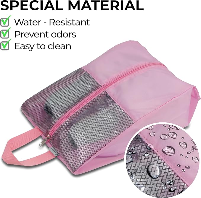 Shoe Bags For Travel, Used As For Storage or Shoe Travel Bag, Featuring Waterproof Nylon Sneaker Bag. (Light Pink, 2 Pack, Large) - Image 4