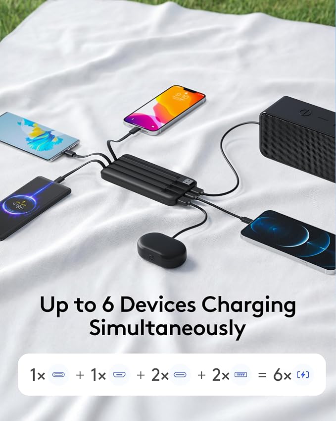 Orfeika Fast Charging Portable Charger Power Bank with Built-in 4 Cables | 10000mAh|Ultra-Slim&Light|Flight-Safe|Power 6 Devices at Once|22.5W|Battery Pack For iPhone,Samsung,Google|Travel Essentials - Image 8