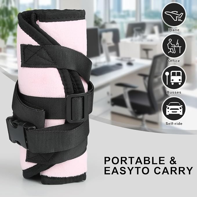Airplane Foot Rest (Travel Comfortably), Pink Nylon Foot Hammock with Adjustable Metal Frame, Perfect for Airplane, Train, or Office Use - Image 4