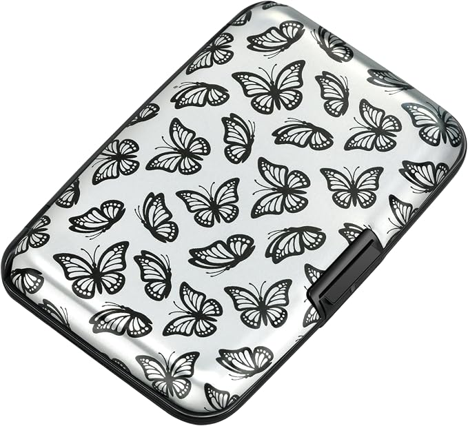 RFID Aluminum Wallet Credit Card Protector Case Holder for Men Women | Mini RFID Aluminum Wallet Credit Cards Holder Business Card Case Metal ID Case for Men Women(Little Butterflies) - Image 7