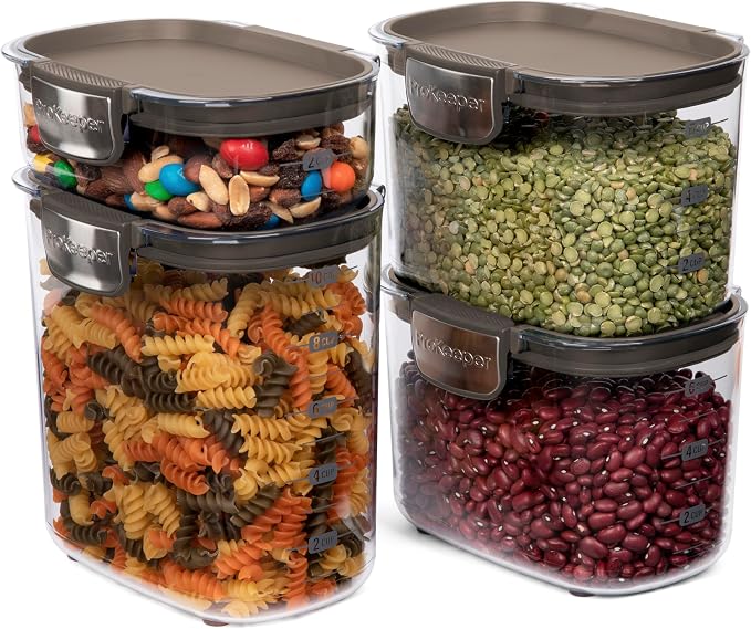 ProKeeper+ Airtight Food Storage Container Set – Clear Plastic Flour and Sugar Canister Set with Magnetic Accessories for Kitchen Organization (Taupe, 13-Piece) - Image 3