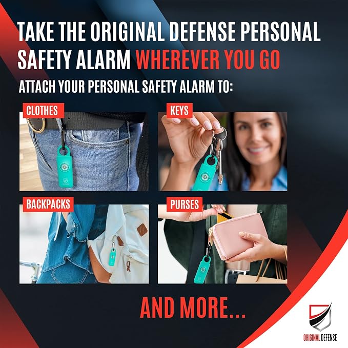 Original Defense® Siren Self-Defense Alarm - 130 dB Keychain Alarm with LED Strobe Light for Women, Children, and Elderly - Police Recommended - (Mint, 1 Count) - Image 5