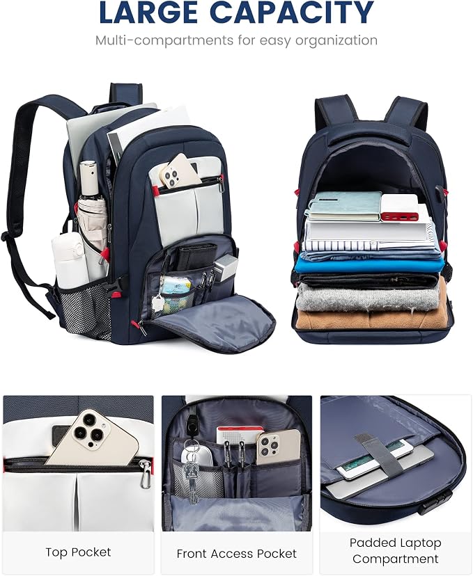 LOVEVOOK Large Laptop Backpack for Men,17.3Inch Heavy Duty Travel Backpack | TSA-Friendly with Anti-Theft,Carry On Flight Approved,College Work Bookbag,Water Resistant Business Backpack for Men Women - Image 2