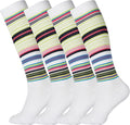 +MD Cotton Compression Socks for Women & Men 4/6 Pairs 15-20mmHg Knee High for Sports, Travel, Nursing Long Sitting Standing by MD