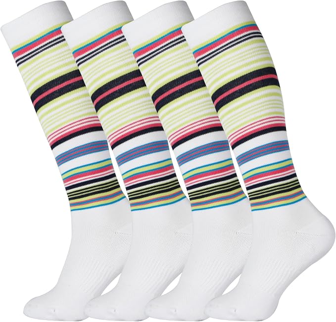 +MD Cotton Compression Socks for Women & Men 4/6 Pairs 15-20mmHg Knee High for Sports, Travel, Nursing Long Sitting Standing by MD