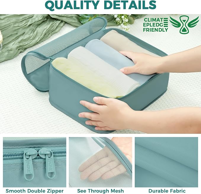 BAGAIL 9 Set Packing Cubes with Packing List Luggage Packing Organizers for Travel Accessories (Dusty Blue) - Image 7
