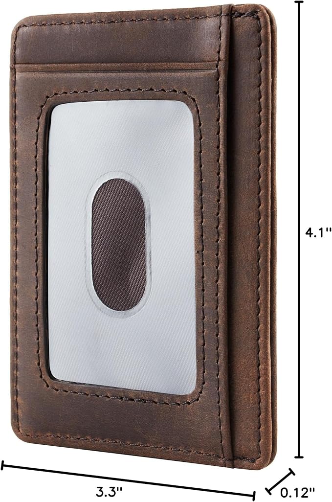 Travelambo 100% Genuine Leather Wallet for Men and Women, Slim Minimalist RFID Blocking Front Pocket Credit Card Holder with Gift Box - Image 10