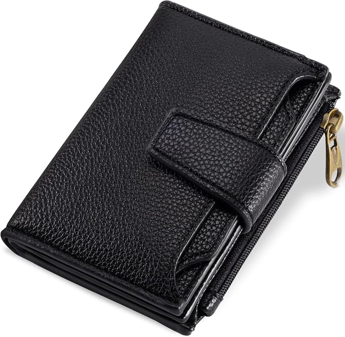 Small Wallet Women RFID Blocking Soft Leather Bifold Compact Card Holder Wallet for Women with Zipper Coin Pocket 4 ID Window by Airkit