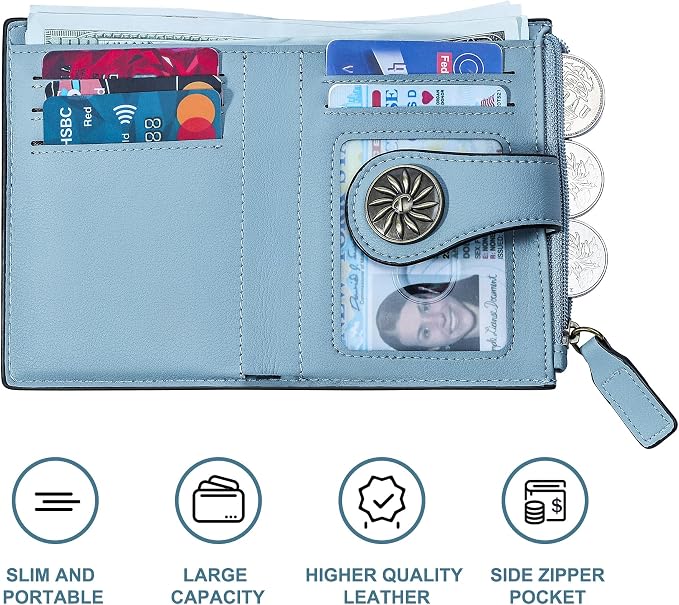 Tipmile Small Wallet for Women Bifold RFID Blocking Card Holder Leather Wallets with Zipper Coin Pocket - Image 6