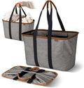 CleverMade Collapsible Tote LUXE, 30L Structured Tote Bag with Handles | Pack It All Without the Floppy-Bag Fight | Steel Rim Stays Open, Soft Grips Carry 30 lb, and Tote Folds to 1.5 Inches by CleverMade
