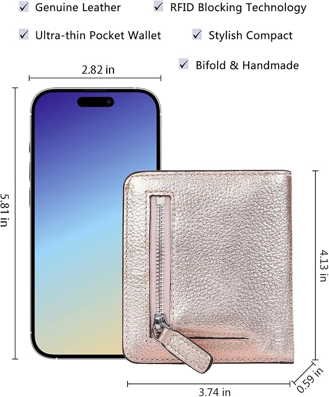 Small Leather Wallet for Women, Ladies Credit Card Holder RFID Blocking Women's Mini Bifold Pocket Purse - Image 5