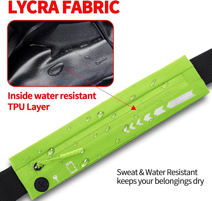 USHAKE Slim Running Belt for Women Men-Runners Phone Holder Fanny Pack, Adjustable, Bounce Free Waist Pouch bag for Workout, Money Belt, Run Gear Accessories Neo Green - Image 5
