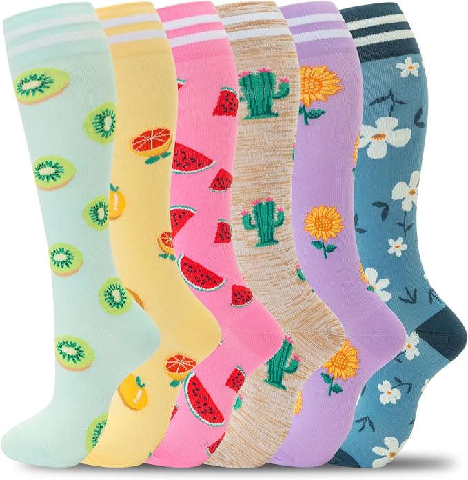 fenglaoda Compression Socks for Women Men Support Circulation 6 Pairs Socks For Nurse, Travel, Flight by fenglaoda