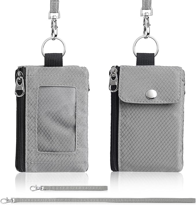 Artpaxy Minimalist Wallet For Mens Womens, Keychain RFID Blocking Zipper Small Wallet with ID Window 2 Lanyards,Water Resistant Travel Cash Card Coin Case Boys Girls - Image 7