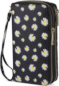 RFID Blocking Cellphone Wallet for Women with Wrist Strap, Double Zipper Travel Clutch Purse Large Capacity, Daisy by HAWEE