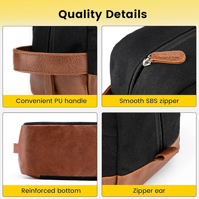 Vorspack Canvas Travel Toiletry Bag for Men, Large, Black | Water-Resistant Travel Bag for Toiletries, Large Capacity, Organized Compartment, Suitable for Shaving, Grooming, Accessories - Image 4