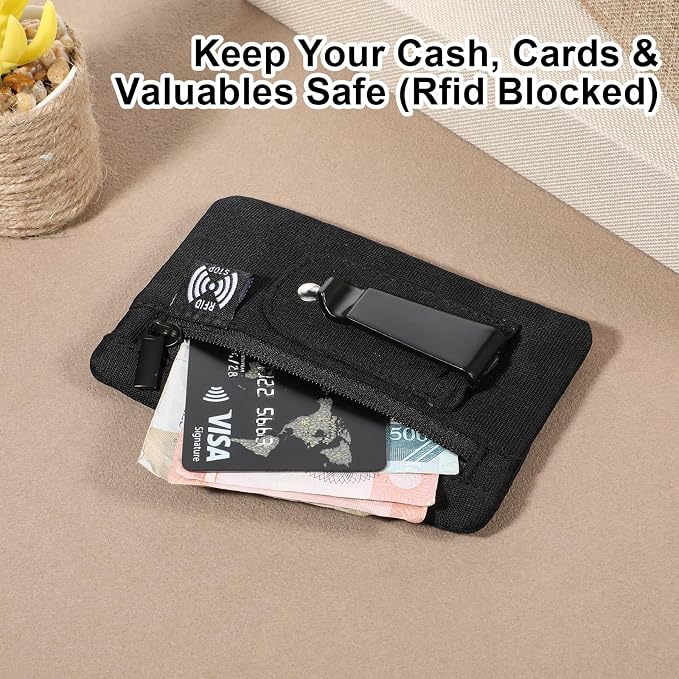 RFID Blocking Clip Stash Pocket, Ultra Thin Anti-Theft Travel Pouch, Compact Hidden Travel Belt Wallet for Cards & Cash Pickpocket Hidden Clips Stash Credit Card Holder for Everyday Carry Traveling - Image 8