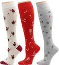 Dr. Motion 3 Pairs Light Summer Bright Fun Graduated Compression Women's Knee-Hi Socks by Dr.+Motion