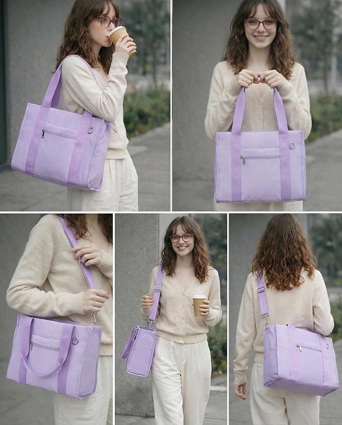Work Tote Bag for Women, Lightweight Puffer Tote Crossbody with Zipper | Travel Utility Tote Multi-Pocket, RFID Pocket, Large Capacity, Luggage Sleeve, Shoulder Bag for Office, Daily, Gym, Teacher - Image 2