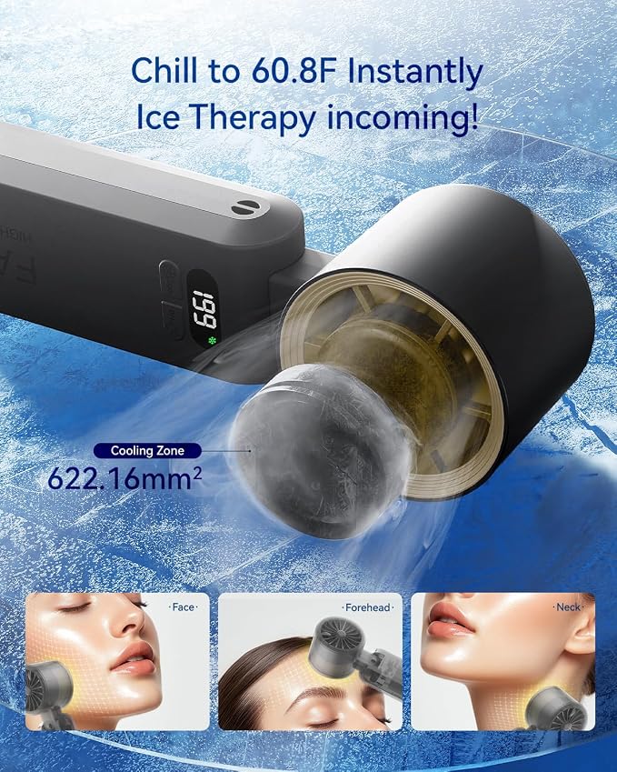 Handheld Portable Turbo Fan with Ice Cooler, Speed (1-199) 5500mAh Rechargeable Personal Fan,[20H Cooling Time] Mini Yet Powerful [20000 RPM] Small Pocket Fans for Travel/Outdoor/Office, Gold Black - Image 2