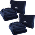 BlueHills Premium Soft 2-Pack Travel Blanket Pillows Airplane - Navy Blue | 2 Pack Travel Blanket Pillows for Two, Hand Luggage Belt & Carabiner, Matching Travel Gifts, Compact & Packable, Long Flights by BlueHills