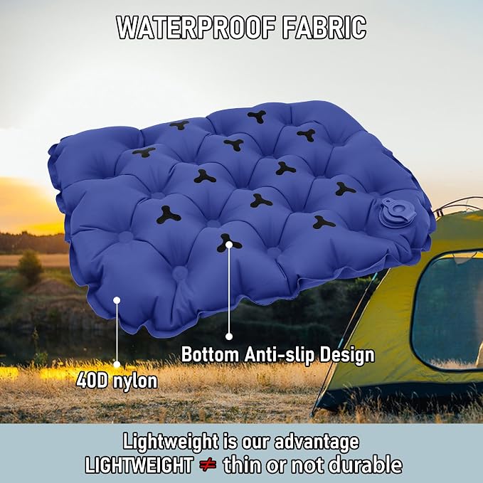 Inflatable Seat Cushion, Lightweight Stadium Seat Pad, Travel Air seat Cushion Anti-Slip for Airplane, Long Flights, Hiking, Climbing, Home and Camping, Compact Air Cushion,Navy Blue - Image 2