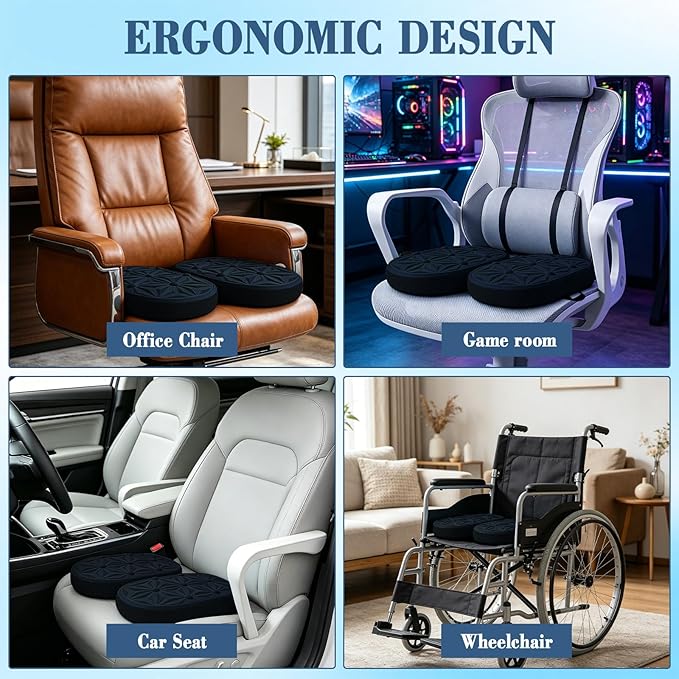 Cooling Gel Enhanced Memory Foam Seat Cushion, Desk Chair Seat Cushion, Office Chair Cushions, Foldable Portable, Back Sciatica Coccyx Tailbone Pain Relief, Driving Car Airplane Wheelchair Bleachers - Image 5